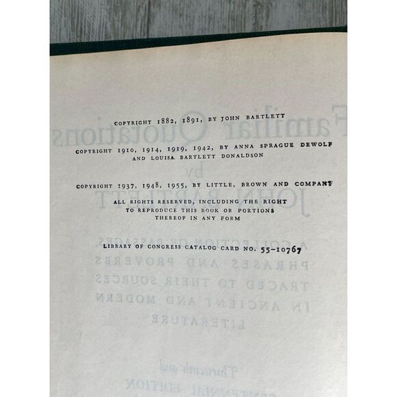 Familiar Quotations by John Bartlett Hardcover Book 1955 Thirteenth Centennial E - Picture 8 of 9